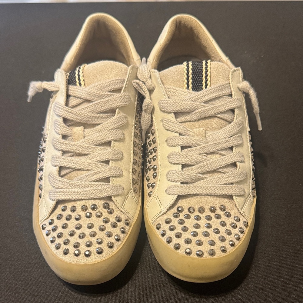 ShuShop White and Silver Studded Sneakers
